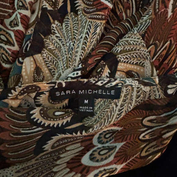 Sara Michelle Paisley Open-Front Cardigan With Tank Top - Picture 3 of 4